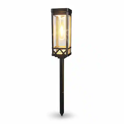 Front. Dazzed Corner - Solar Pathway Lights Outdoor, 8 Pack Solar Garden Lights Solar Powered - Black.