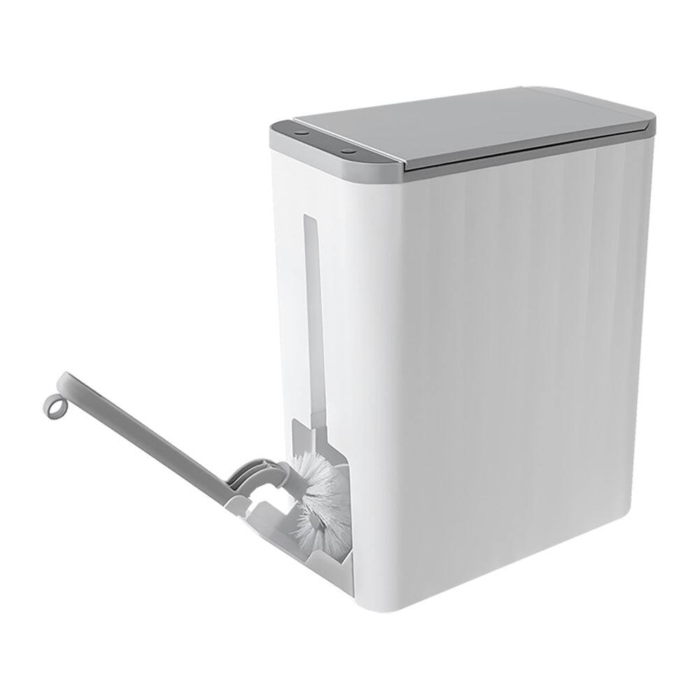 Alt View 1. Nine Stars - Rectangular Automatic Motion Sensor Slim Trash Can with Hidden Toilet Brush For Bathroom.