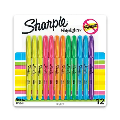 Sharpie Highlighter
Narrow Chisel
12 Colors
Highlighter