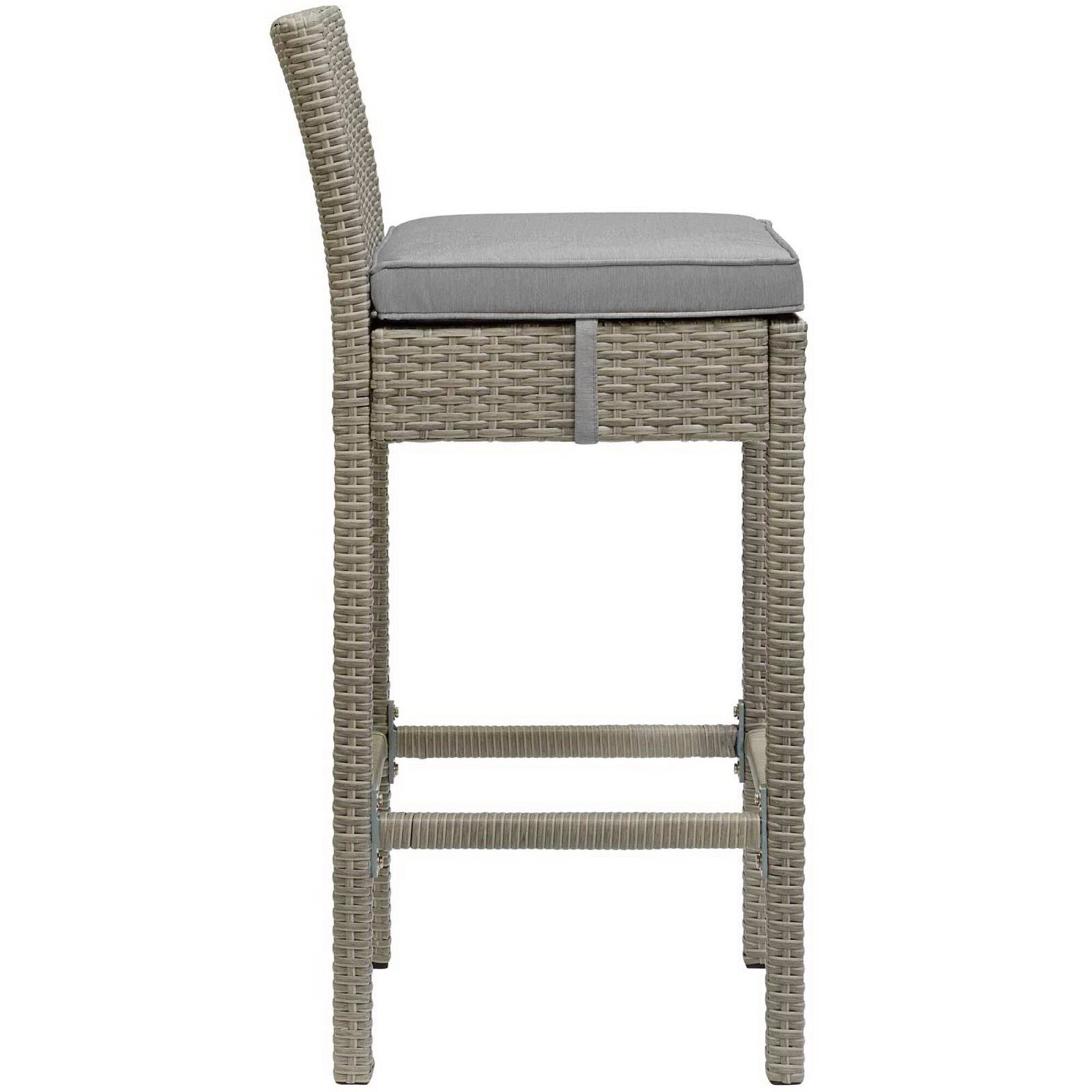 Left. Modway - Conduit Outdoor Patio Wicker Rattan Bar Stool Set of 2 by Modway - Light Gray Gray.