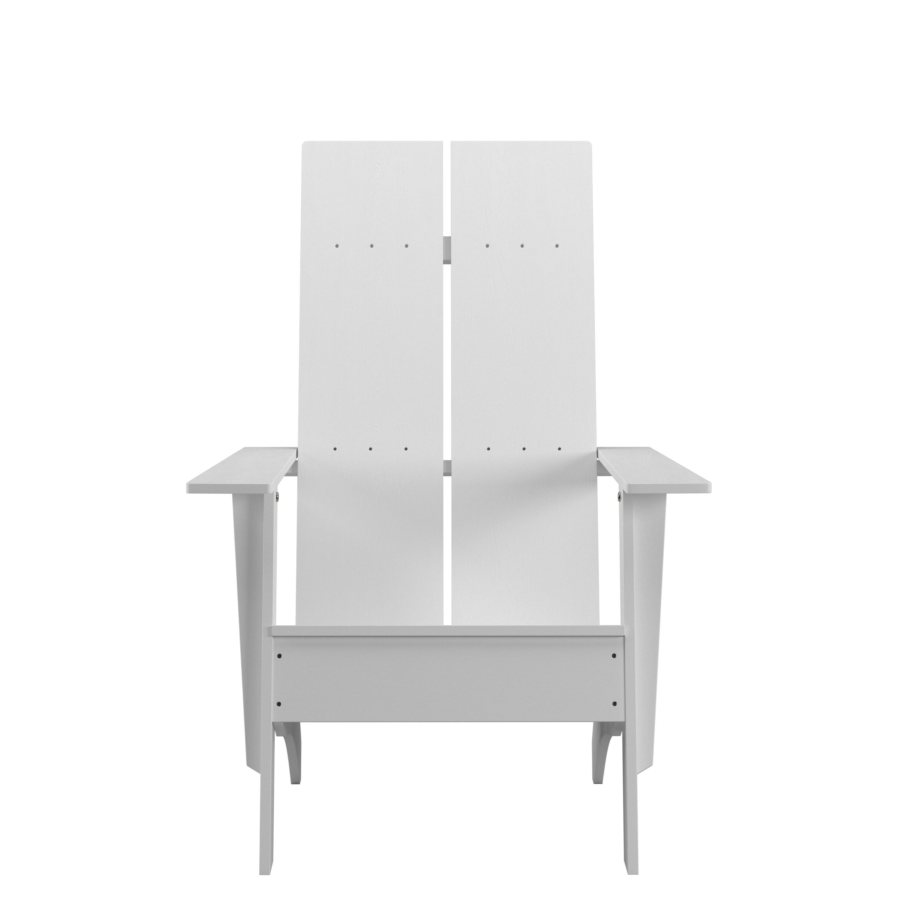 Alt View 8. Emma + Oliver - Set of 4 Modern Dual Slat Back Indoor/Outdoor Adirondack Style Chairs - White.