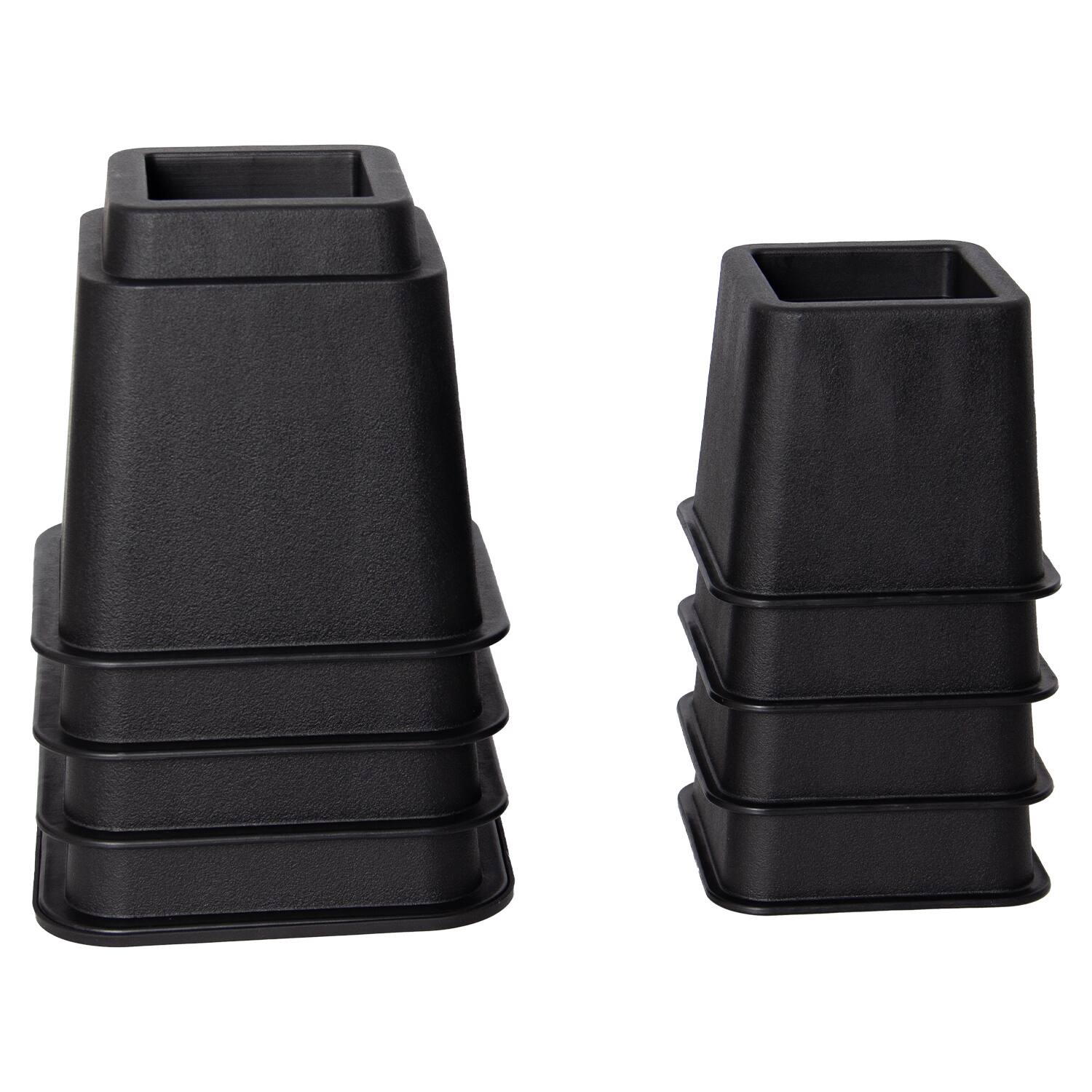 Angle. Kings Brand Furniture - Kings Brand Furniture Adjustable Heavy-Duty Bed Risers Set of 4, Black - Black.