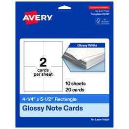 Avery - Printable Note Cards, 4.25" x 5.5", Glossy 20ct - White