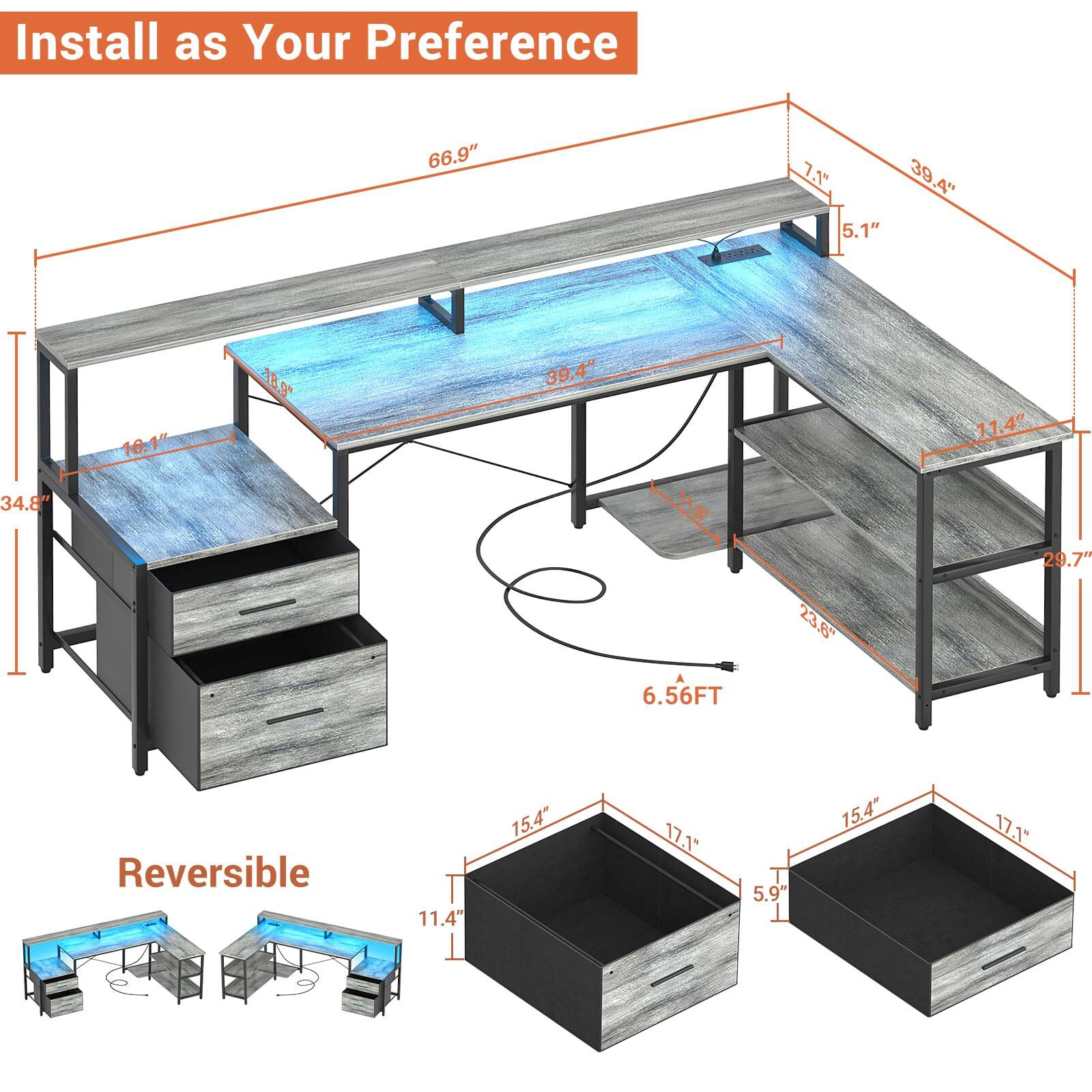 Install as Your Preference

- 66.9"
- 71"
- 39.4"
- 5.1"
- 34.8"
- 16.1"
- 18.9"
- 39.4"
- 11.4"
- 29.7"
- 23.8"
- 6.56FT
- Reversible
- 11.4"
- 15.4"
- 17.1"
- 5.9"
- 15.4"
- 17.1"