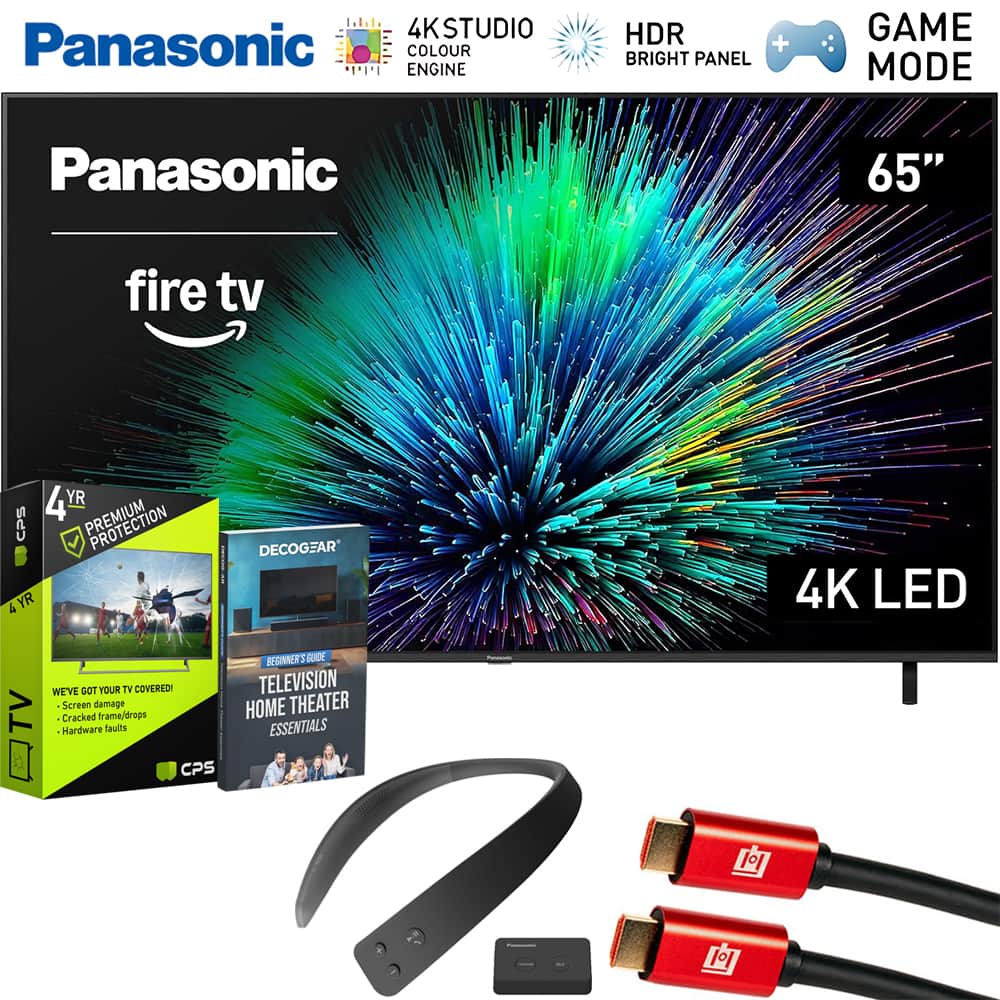 Panasonic - 65" W70 Series LED 4K UHD Smart Fire TV (2025) with 4 Year Extended Protection Plan + WN10 Neck Speaker Bundle