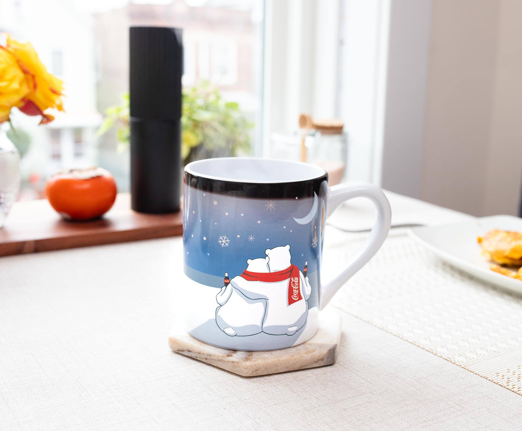 Alt View 5. Silver Buffalo - Coca-Cola Holiday Polar Bears Heat-Reveal Ceramic Mug | Holds 14 Ounces - Blue.