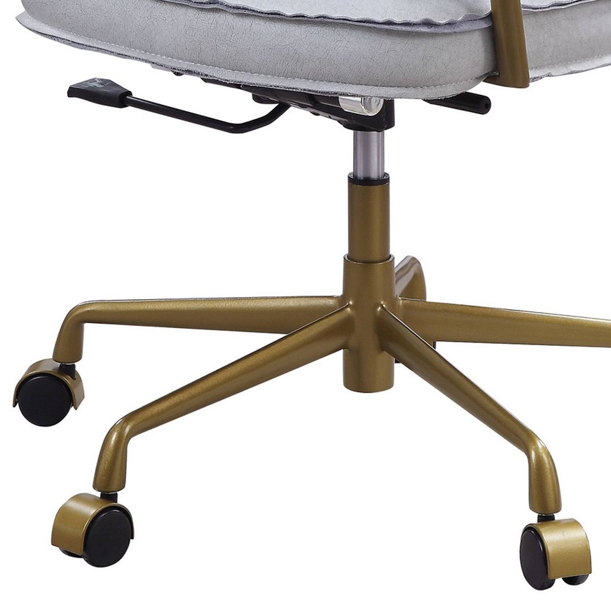 Alt View 3. Manhattan Lane - Office Chair with Faux Leather Upholstery - White, Brown.