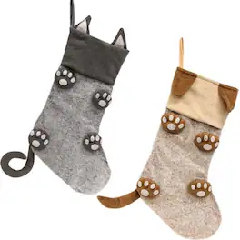 BreeBe - *Pet Paw Print Christmas Stocking 2 Asstd - Multicolor