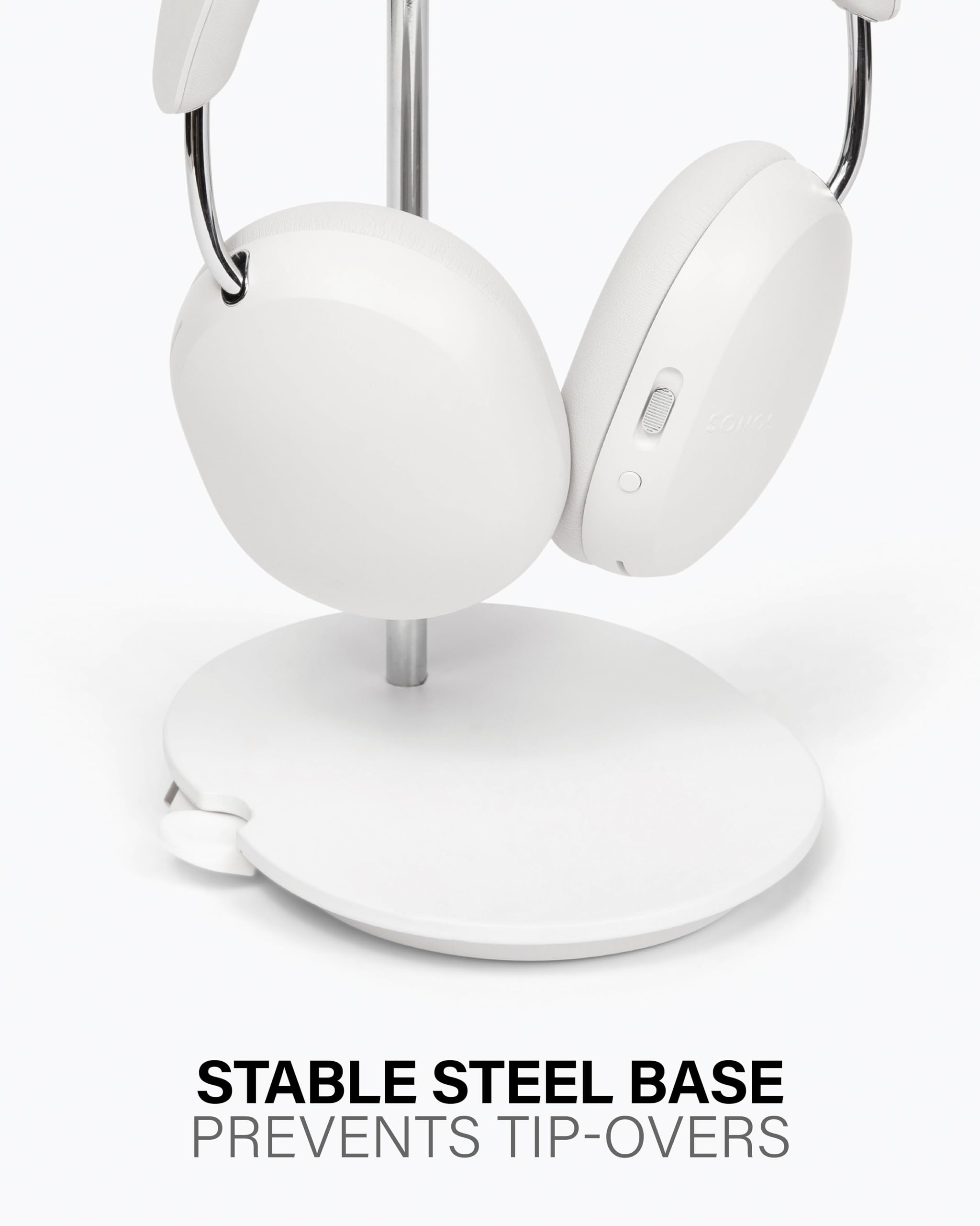 STABLE STEEL BASE PREVENTS TIP-OVERS