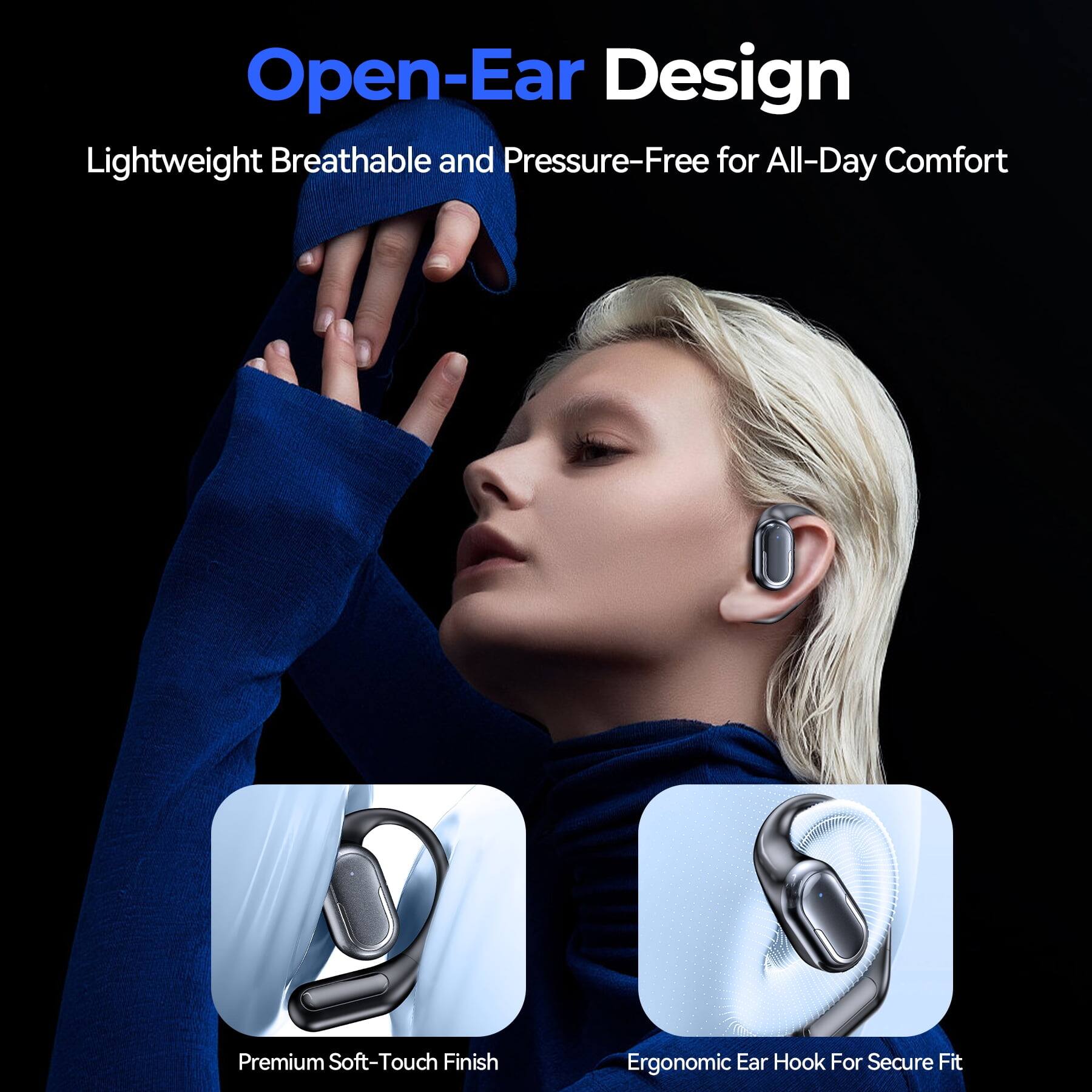 VEAT00L VEATOOL T5 Open Ear Headphones: LED Digital Display, 40H