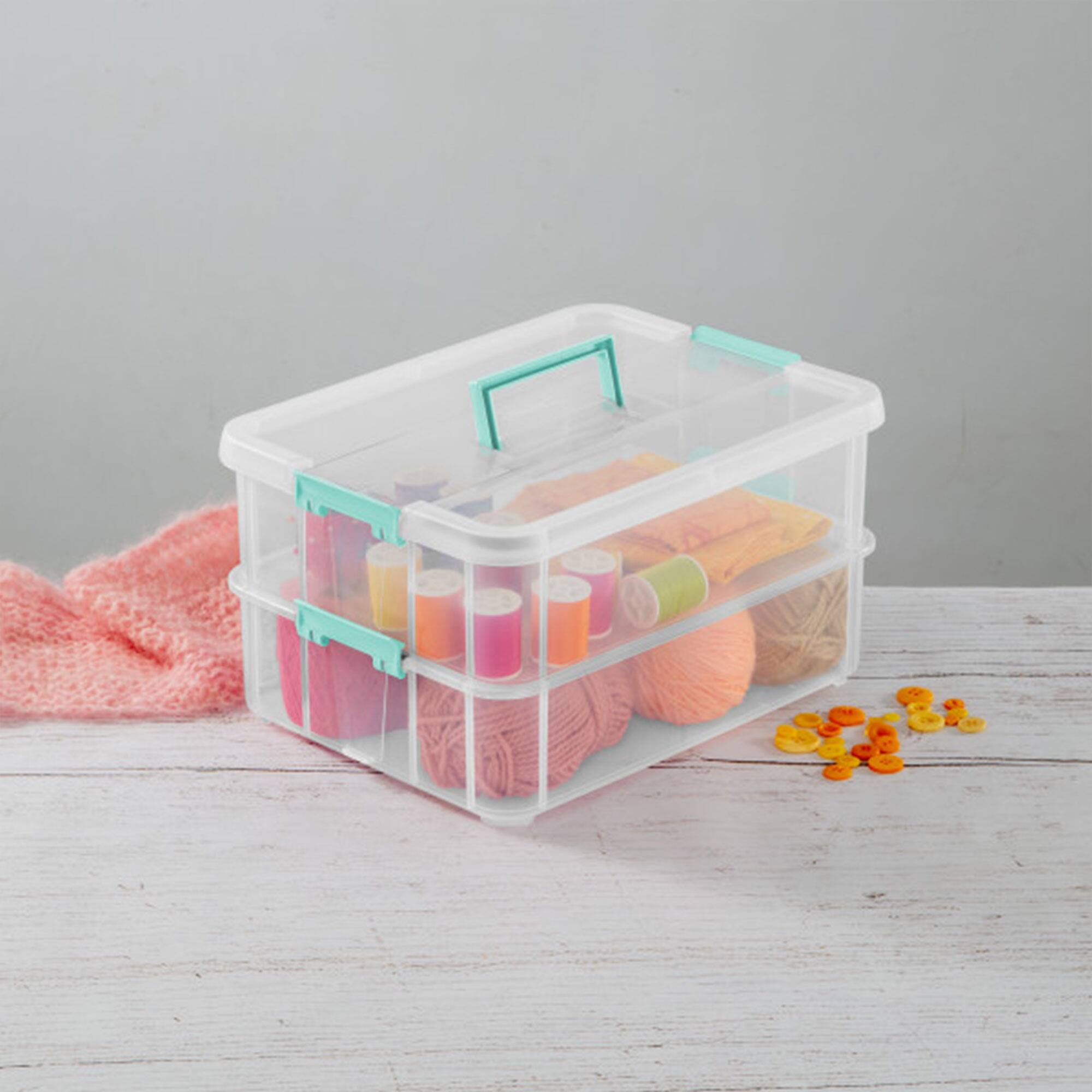 Alt View 5. Sterilite - Sterilite Stack and Carry 2 Layer Handle Box Stackable Storage Container, 4 Pack - Clear.