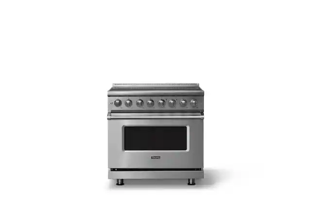 Front. Viking - 36"W. 5.6 Cu.Ft. Pro5S 6 Element Freestanding Electric Induction Convection Range - Stainless Steel - Stainless Steel.