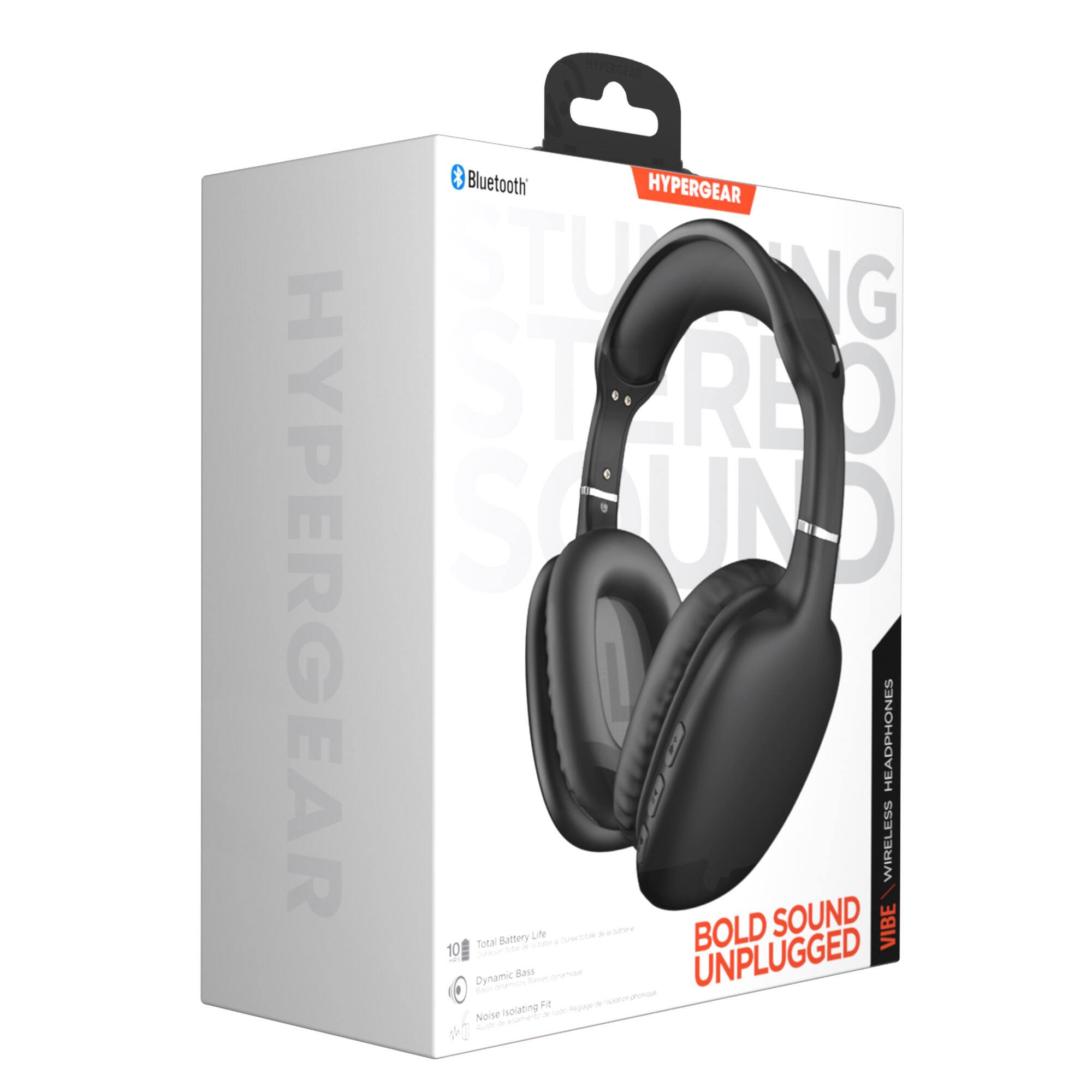 Bluetooth HYPERGEAR STUNNING STOREO STRENGTH SCUND S HEADPHONES WIRELESS Life - BOLD SOUND VIBE nottal Sattery e 10 I d - Dynamic Bass UNPLUGGED Fe - isplating - Nonted