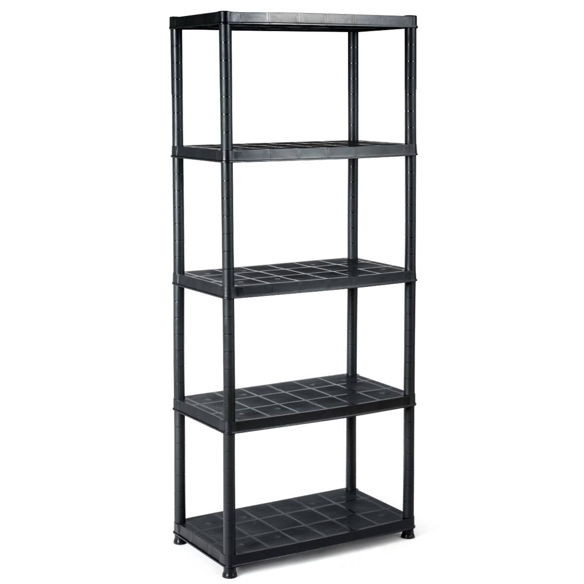 Front. Costway - Costway 5-Tier Storage Shelving Freestanding Heavy Duty Rack,33.5"L X 16"W X 73"H - Black.