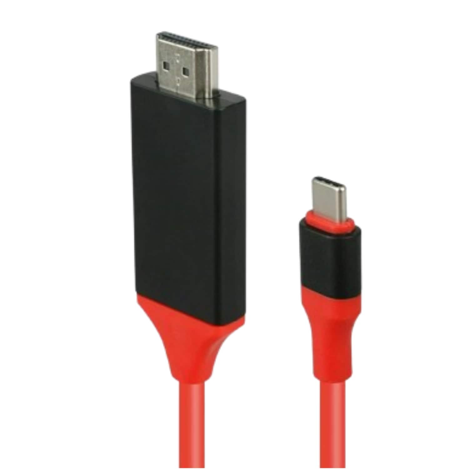 Stock Preferred - USB-C to HDMI Cable Red HDTV 4K 60Hz HDMI for Samsung, MacBook, Android & iPhone
