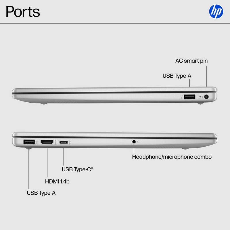 Ports

- AC smart pin
- USB Type-A
- Headphone/microphone combo
- USB Type-C
- HDMI 1.4b
- USB Type-A