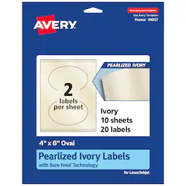 Avery - Pearlized Ivory Oval Labels, 4" x 6", 20ct - White