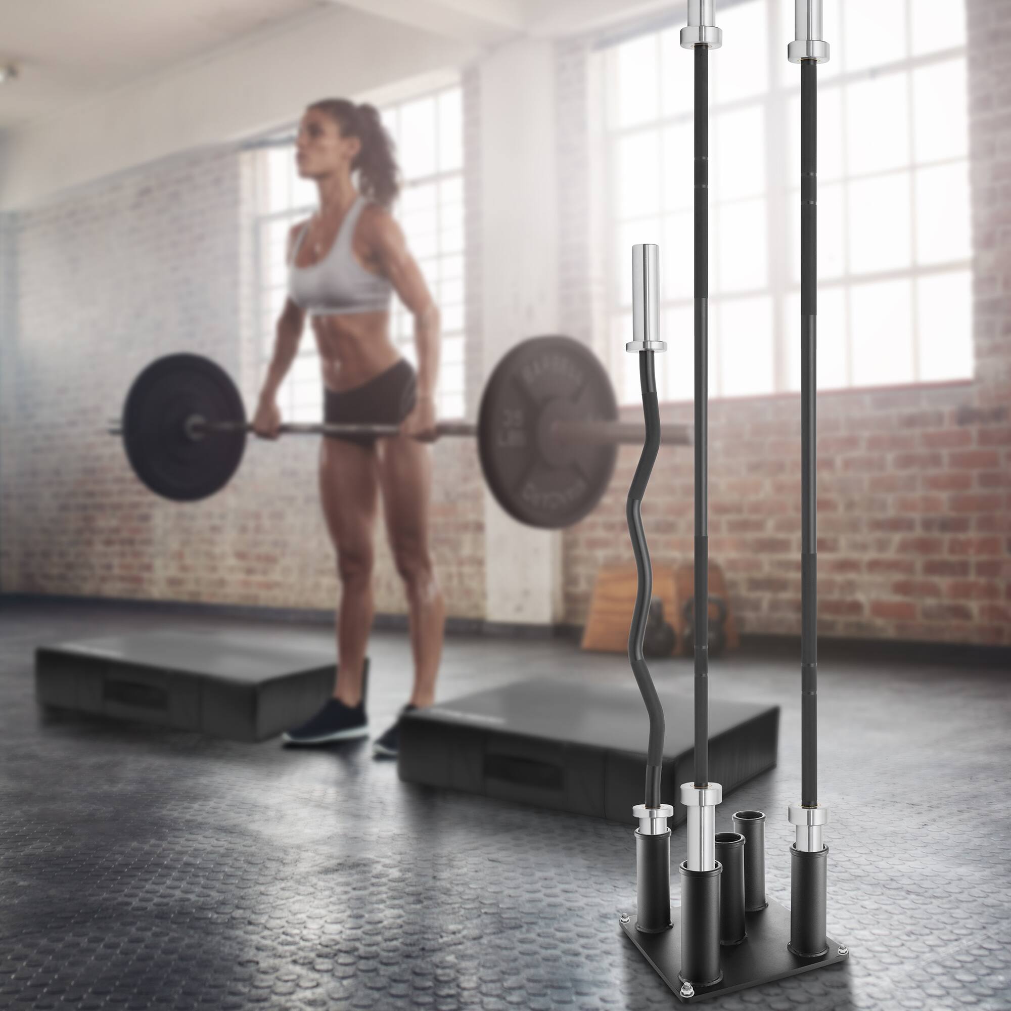 Alt View 5. Philosophy Gym - Vertical Barbell Holder - 5 Bar Storage Stand for 2-in Olympic Bars - Black.