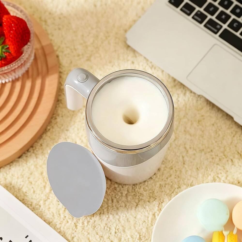 Alt View 1. Schertz - USB Rechargeable Electric Self-Stirring Coffee Mug, 12.9oz Insulated Grey - Gray.