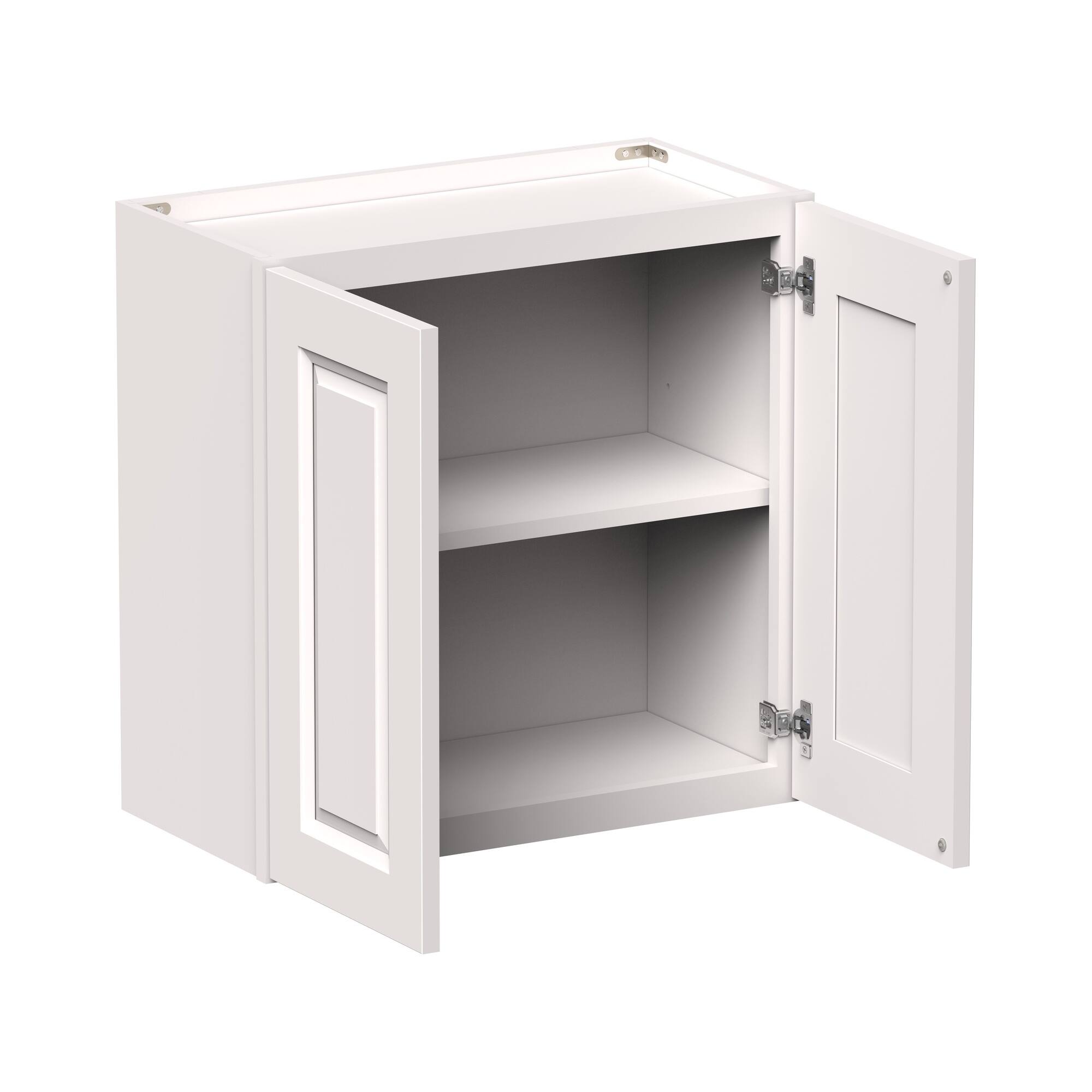 Front. Boyel Living - 24-in W x 24-in H x 12-in D Shaker RTA Kitchen Wall Cabinet with Soft-Close Doors - Glacier White.