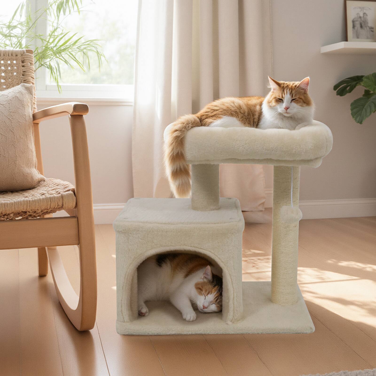 Alt View 1. Gymax - Gymax 19.5'' Small Cat Tree w/Large Padded Plush Perch Condo Sisal Scratching Posts Beige.
