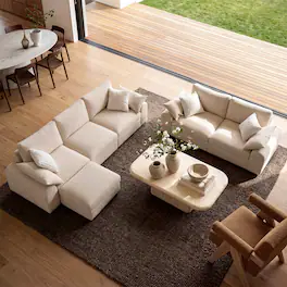 ModernMate - Chenille Cloud Modular Sectional, Down-Blend Cushions, Tool-Free Assembly, Machine-Washable Covers - Beige