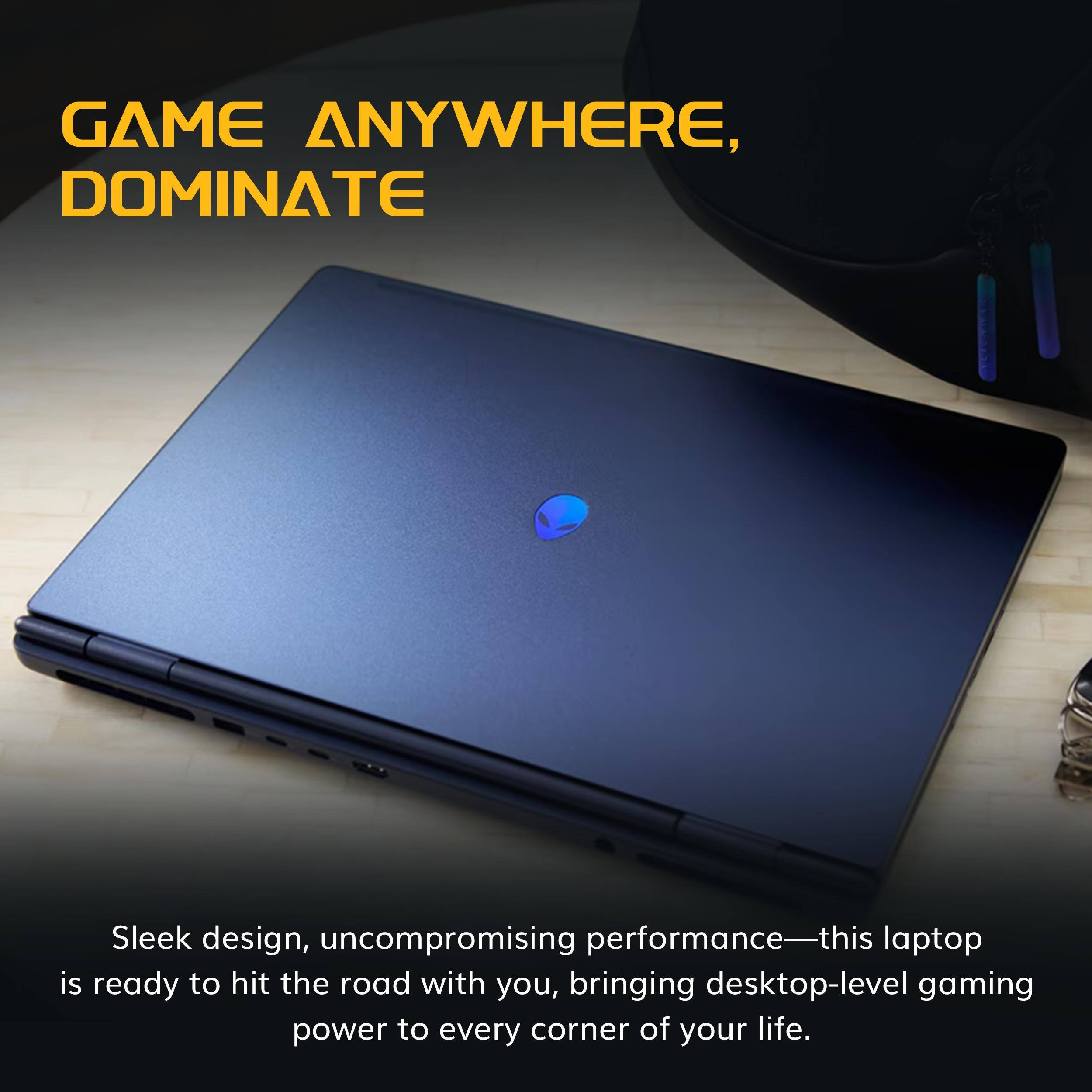 GAME ANYWHERE, DOMINATE

Sleek design, uncompromising performance—this laptop is ready to hit the road with you, bringing desktop-level gaming power to every corner of your life.