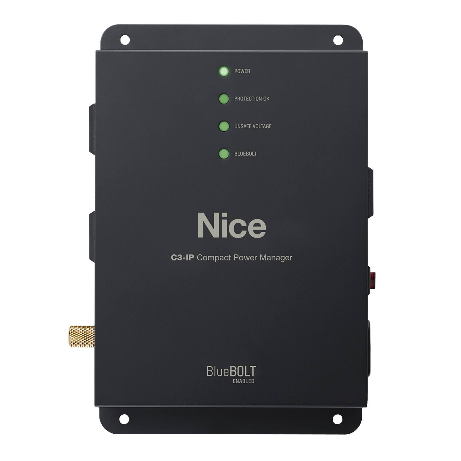 POWER  
PROTECTION OK  
UNSAFE VOLTAGE  
BLUEBOLT  

Nice  
C3-IP Compact Power Manager  

BlueBOLT ENABLED