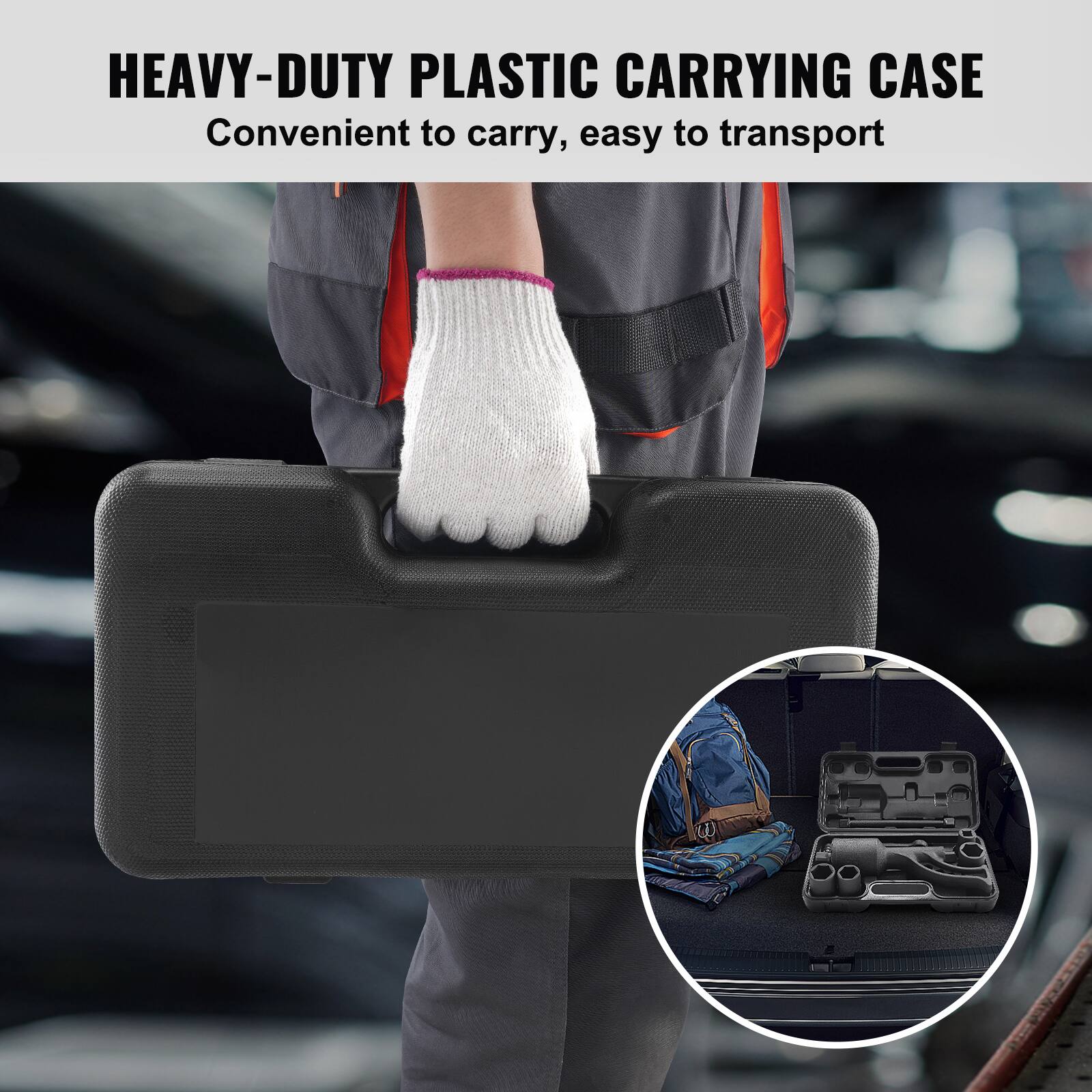 HEAVY-DUTY PLASTIC CARRYING CASE  
Convenient to carry, easy to transport