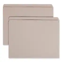 Smead Manufacturing - Reinforced Top Tab Colored File Folders, Straight Tabs, Letter Size, 0.75" Expansion, Gray, 100/Box