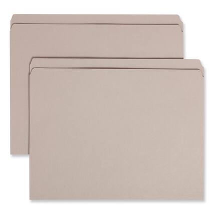 Front. Smead Manufacturing - Reinforced Top Tab Colored File Folders, Straight Tabs, Letter Size, 0.75" Expansion, Gray, 100/Box.