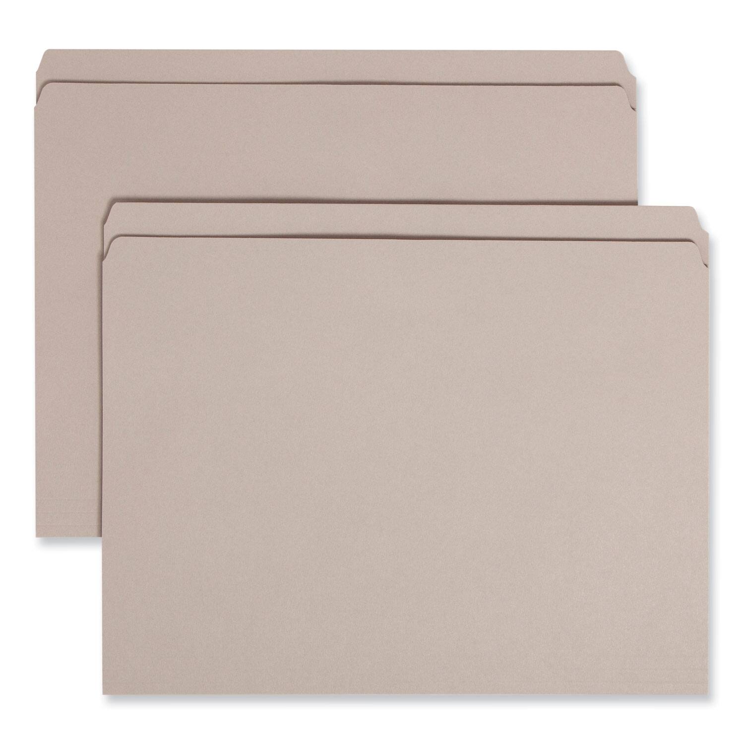 Front. Smead Manufacturing - Reinforced Top Tab Colored File Folders, Straight Tabs, Letter Size, 0.75" Expansion, Gray, 100/Box.