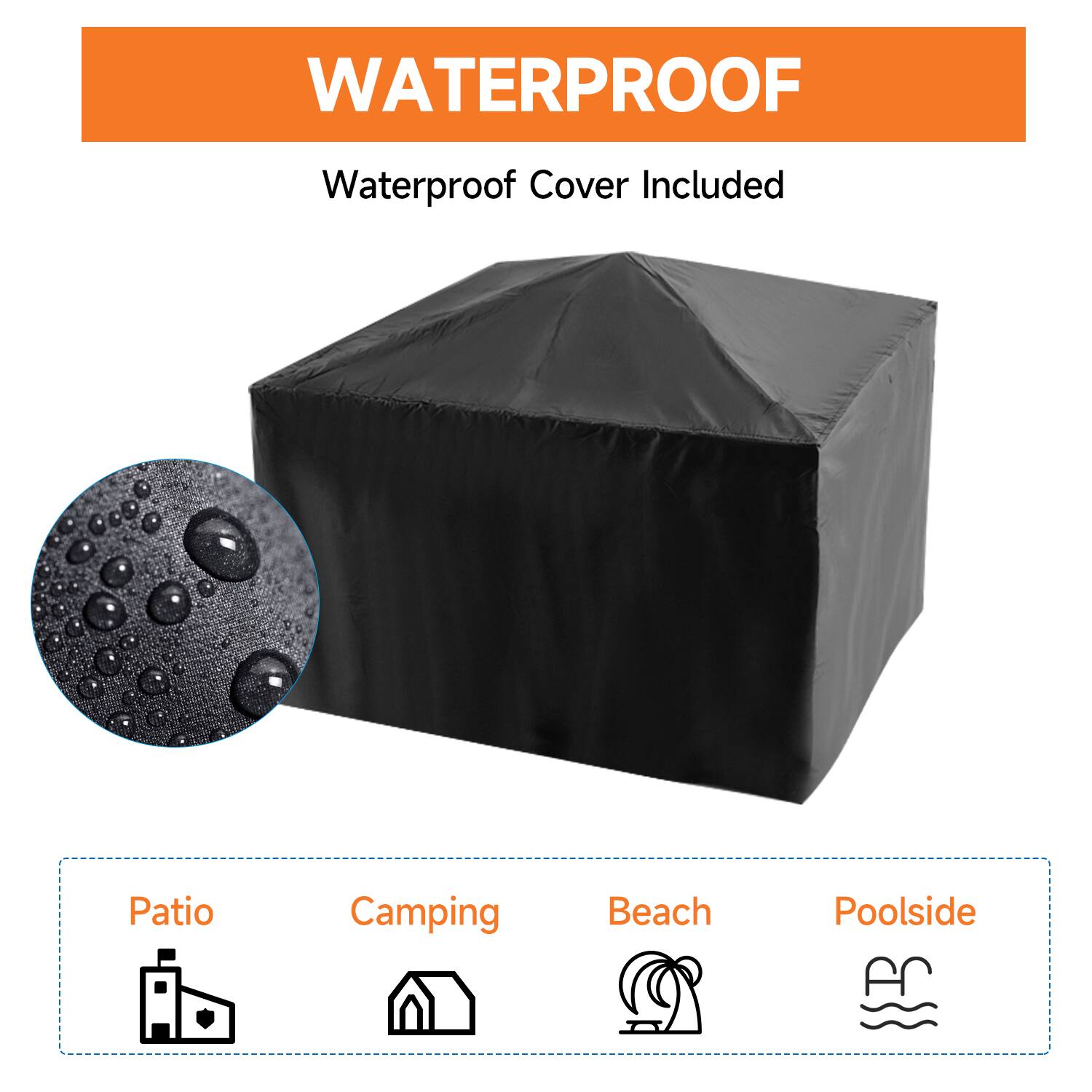 WATERPROOF, Waterproof Cover Included, Patio, Camping, Beach, Poolside