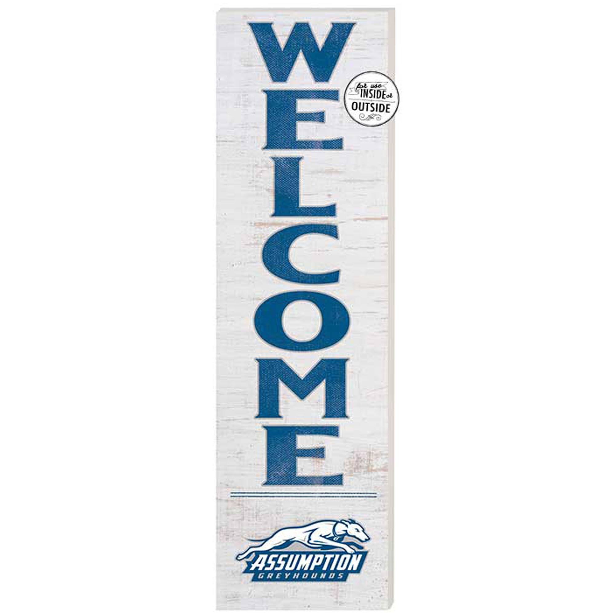White Assumption Greyhounds 10'' x 35'' Indoor/Outdoor Welcome Sign