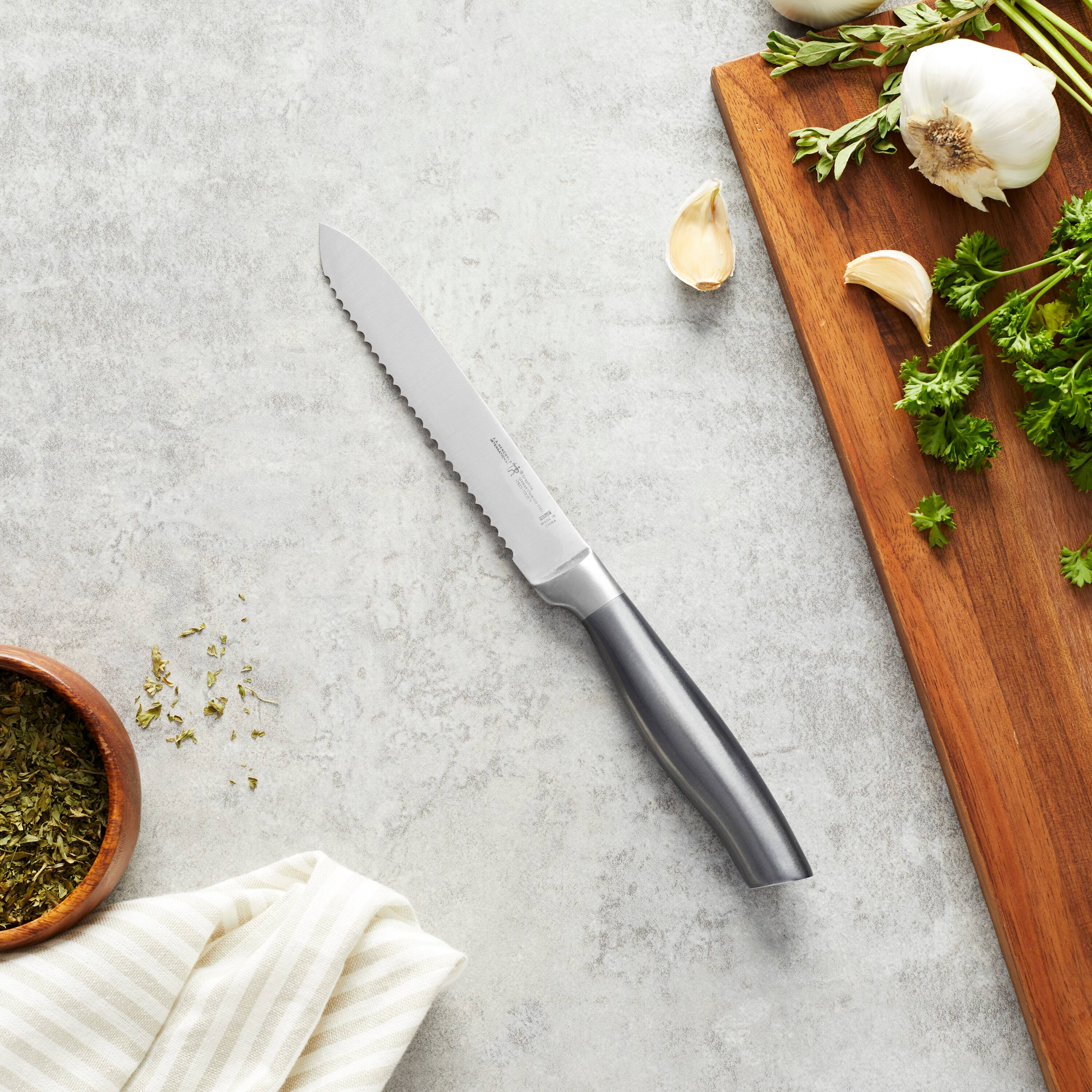 Alt View 1. Henckels - Henckels Graphite 5-inch Serrated Utility Knife - Stainless Steel.