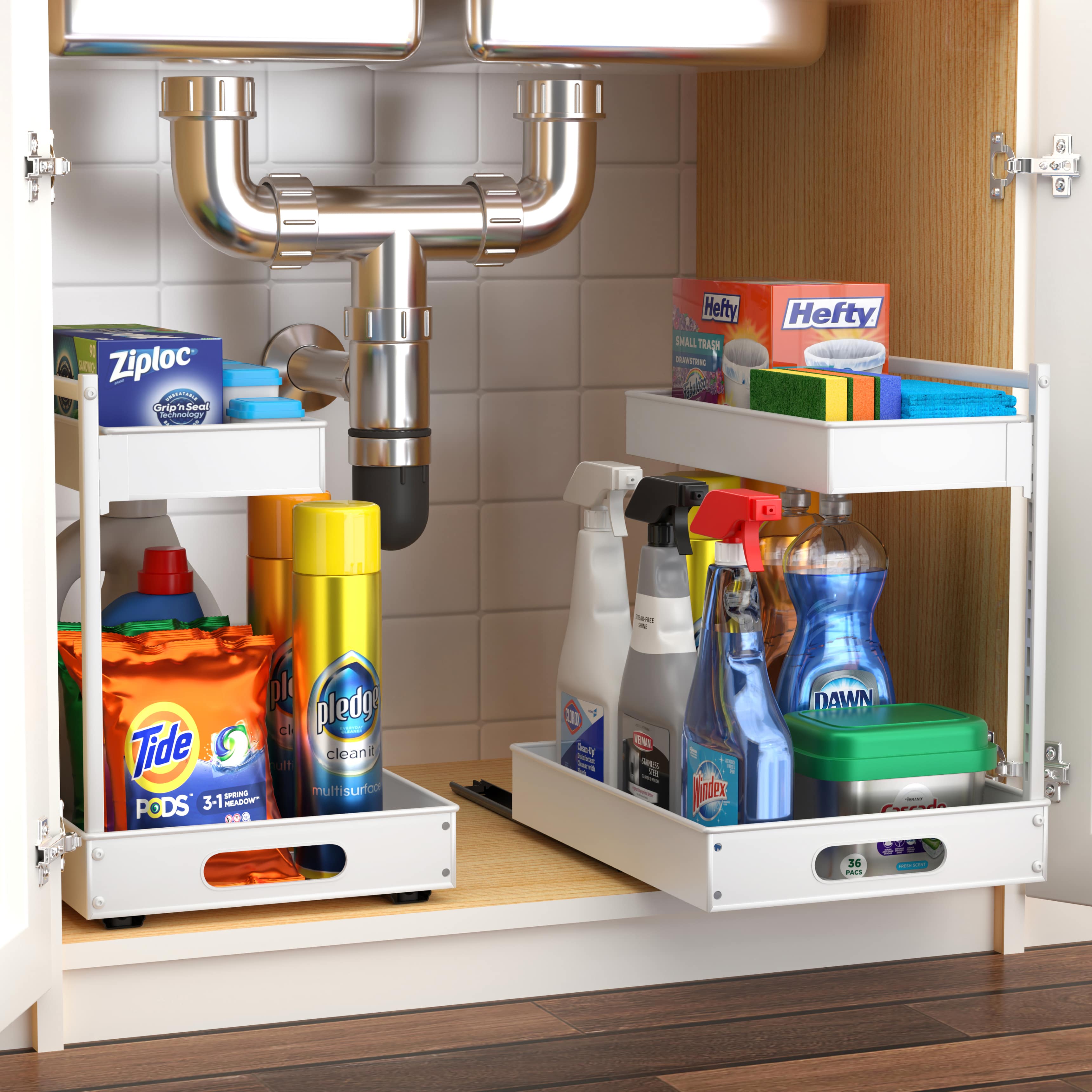 1. Ziploc  
   - Grip 'n Seal  
   - Freezer Bags  

2. Hefty  
   - Small Trash Bags  

3. Tide  
   - 3-in-1 Pods  

4. Pledge  
   - Clean  
   - Multisurface  

5. Dawn  
   - 36 Pack  

6. Windex  
   - Glass & Surface  

7. Crayola  
   - 36 Pack