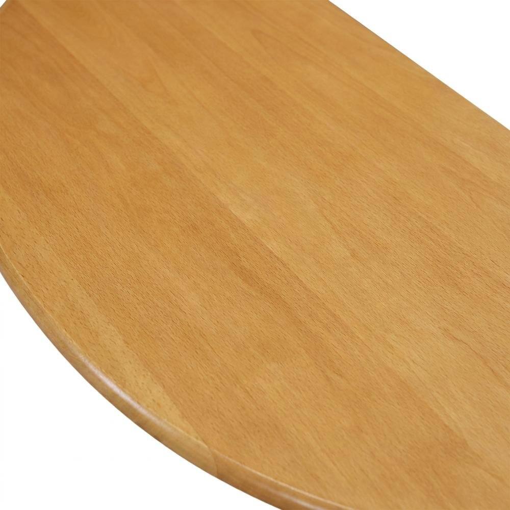 Back. FurniFact - Solid Wood Round Drop-Leaf Kitchen Nook 3-Piece - Oak.