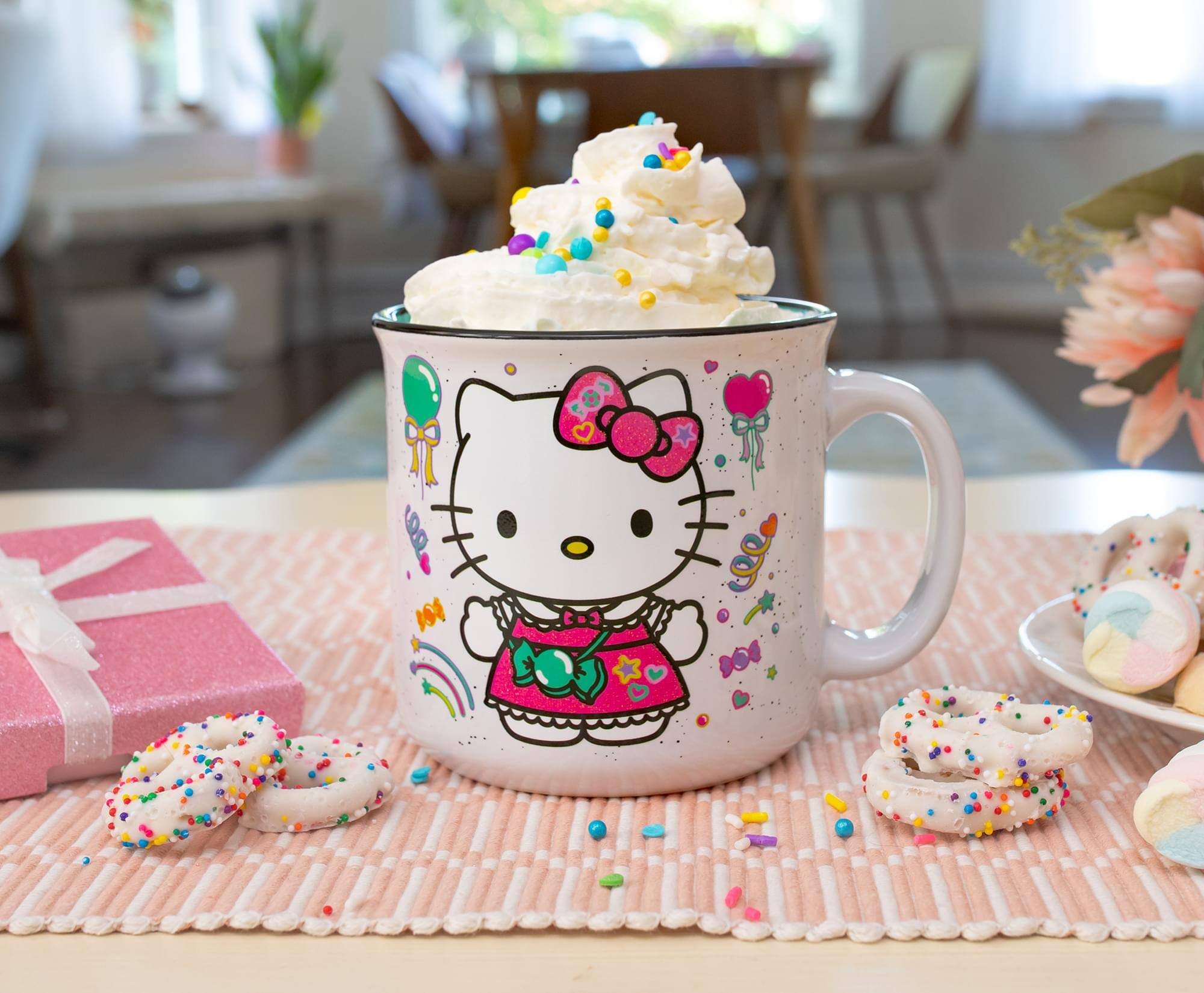 Alt View 5. Silver Buffalo - Sanrio Hello Kitty "Happy Birthday" Ceramic Camper Mug | Holds 20 Ounces - Pink.