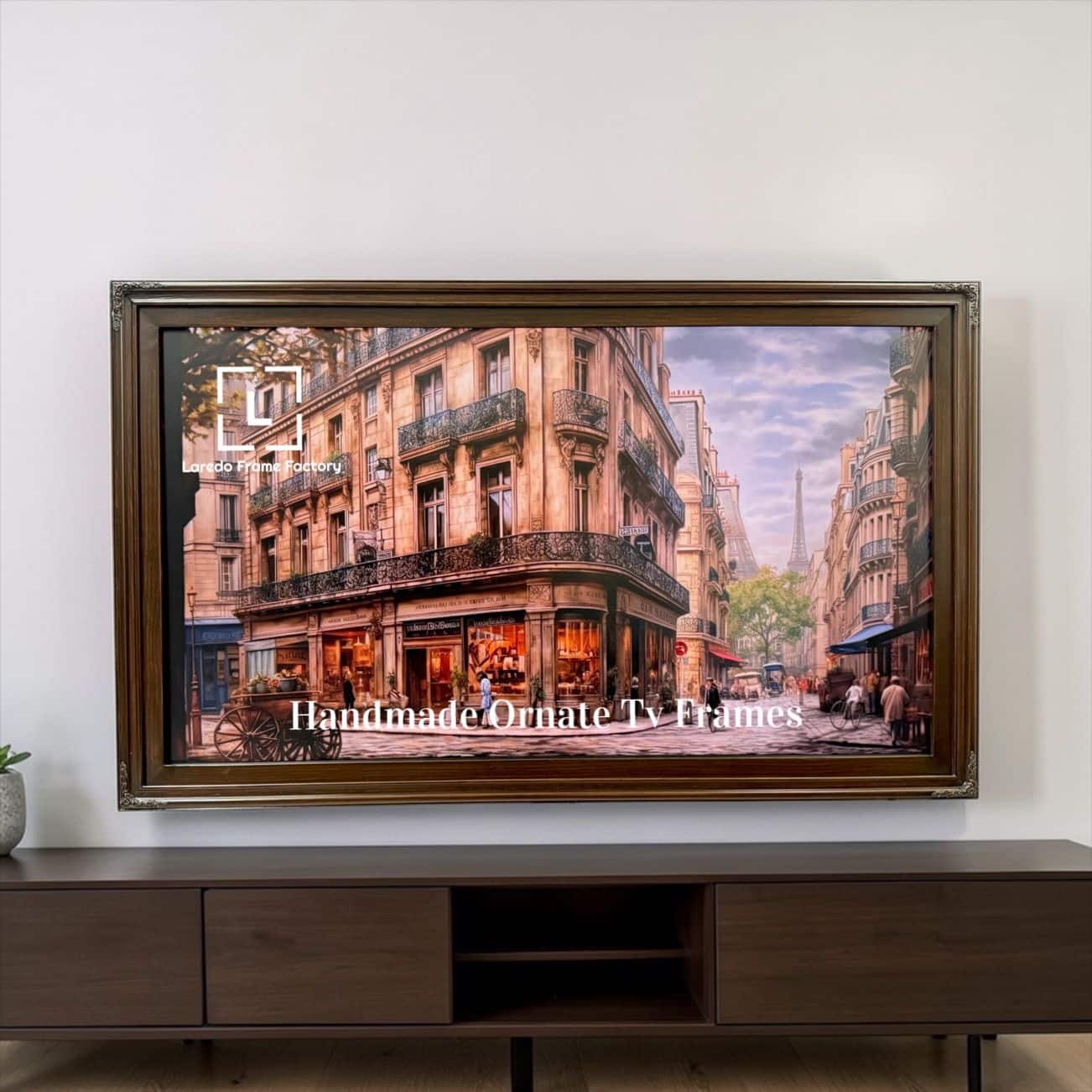 LAREDO FRAME FACTORY - 75 inch Hisense Canvas TV Ornate frame, Canvas TV by Hisense - Dark Walnut