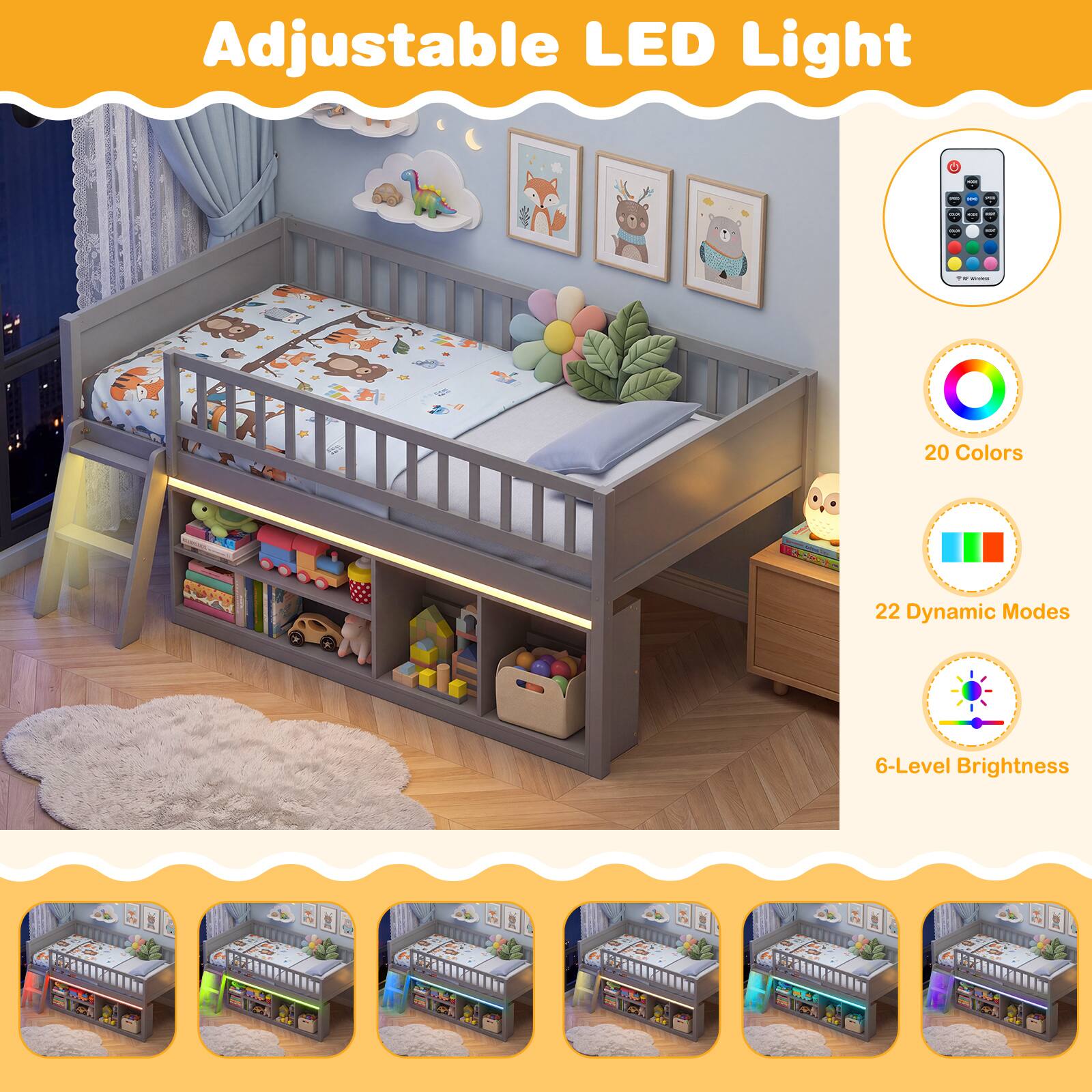 Adjustable LED Light

20 Colors

22 Dynamic Modes

6-Level Brightness