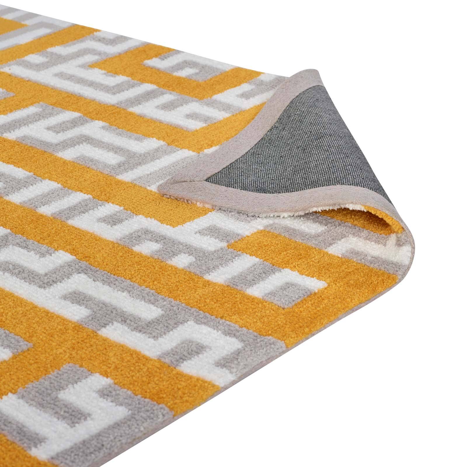 Alt View 2. Modway - Nahia Geometric Maze Area Rug - Ivory Light Gray and Banana Yellow.