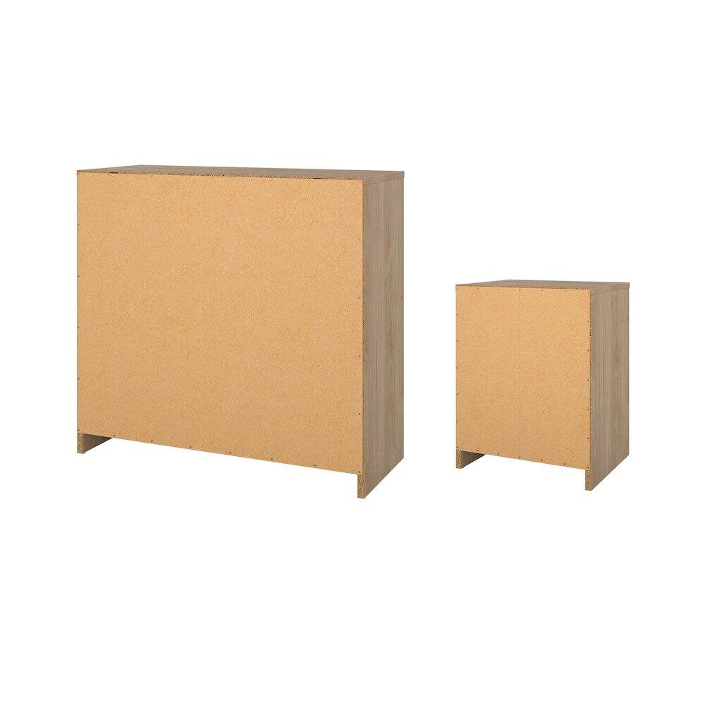 Left. Tvilum - 2-Piece Bedroom Set - Nightstand And Chest - Brown.