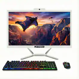STGSivir - All in One Desktop PC, 21.5" FHD Display, Intel Core i5 up to 3.6G, 16GB RAM, 512GB SSD, WiFi 5, Win11H - White
