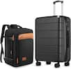 Front. LUGGEX - LUGGEX 20" Carry-On Luggage Travel Tote Bag Set Hardside Suitcase with Spinner Wheels and TSA Lock - EX-Lite - Black.