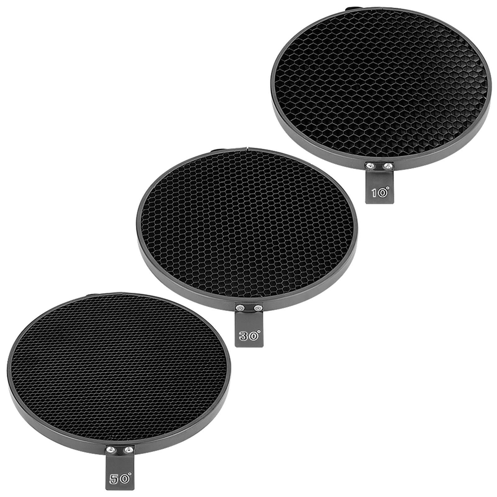 Angle. Neewer - 7" Standard Reflector Diffuser for Bowens Mount, w/ 10°/30°/50° Honeycomb Grids.