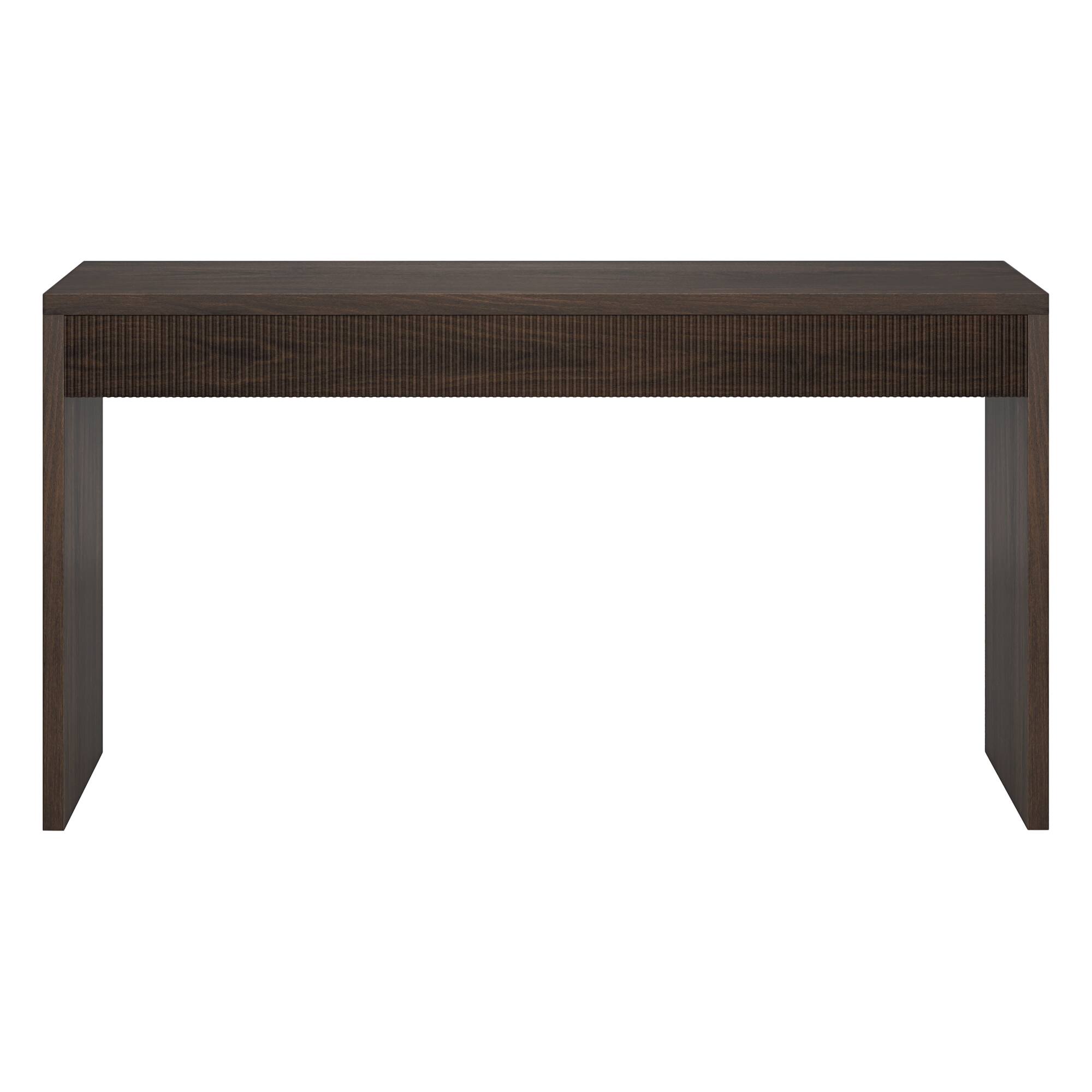 Angle. Hudson&Canal - Lawrence 55" Wide Rectangular Fluted Console Table - Brown.