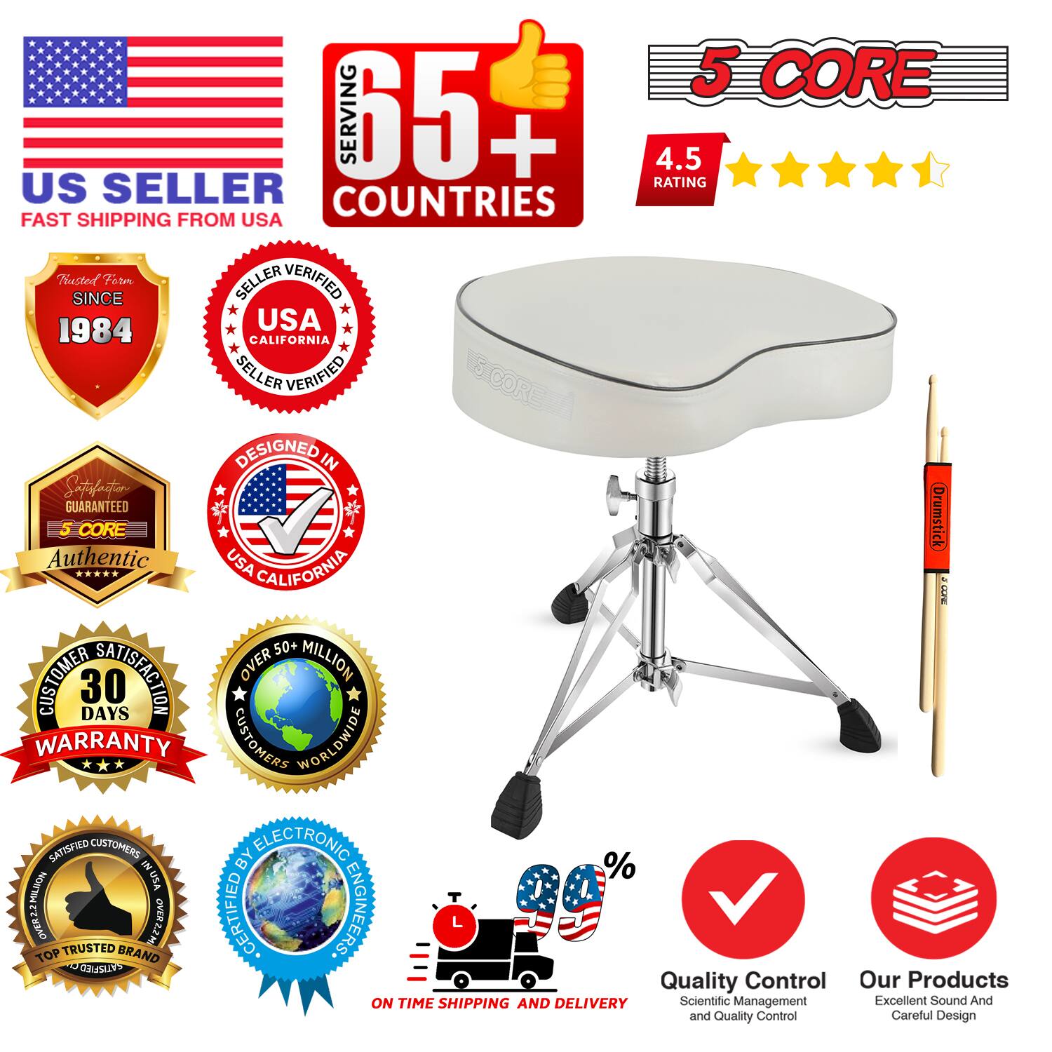 5 CORE  
US SELLER  
FAST SHIPPING FROM USA  

65+ COUNTRIES SERVED  
4.5 RATING  

Rusted Since 1984  
USA CALIFORNIA SELLER VERIFIED  

5 CORE DESIGNED IN USA  
SATISFACTORY GUARANTEED  

5 CORE Authentic  
USA CALIFORNIA SELLER VERIFIED  

30 DAYS WARRANTY  
OVER 50 MILLION CUSTOMERS WORLDWIDE  

CUSTOMER SATISFACTION  
SATISFIED CUSTOMERS BY ELECTRONIC IN %  

ON TIME SHIPPING AND DELIVERY  
QUALITY CONTROL  
Scientific Management and Quality Control  

Our Products  
Excellent Sound And Careful Design