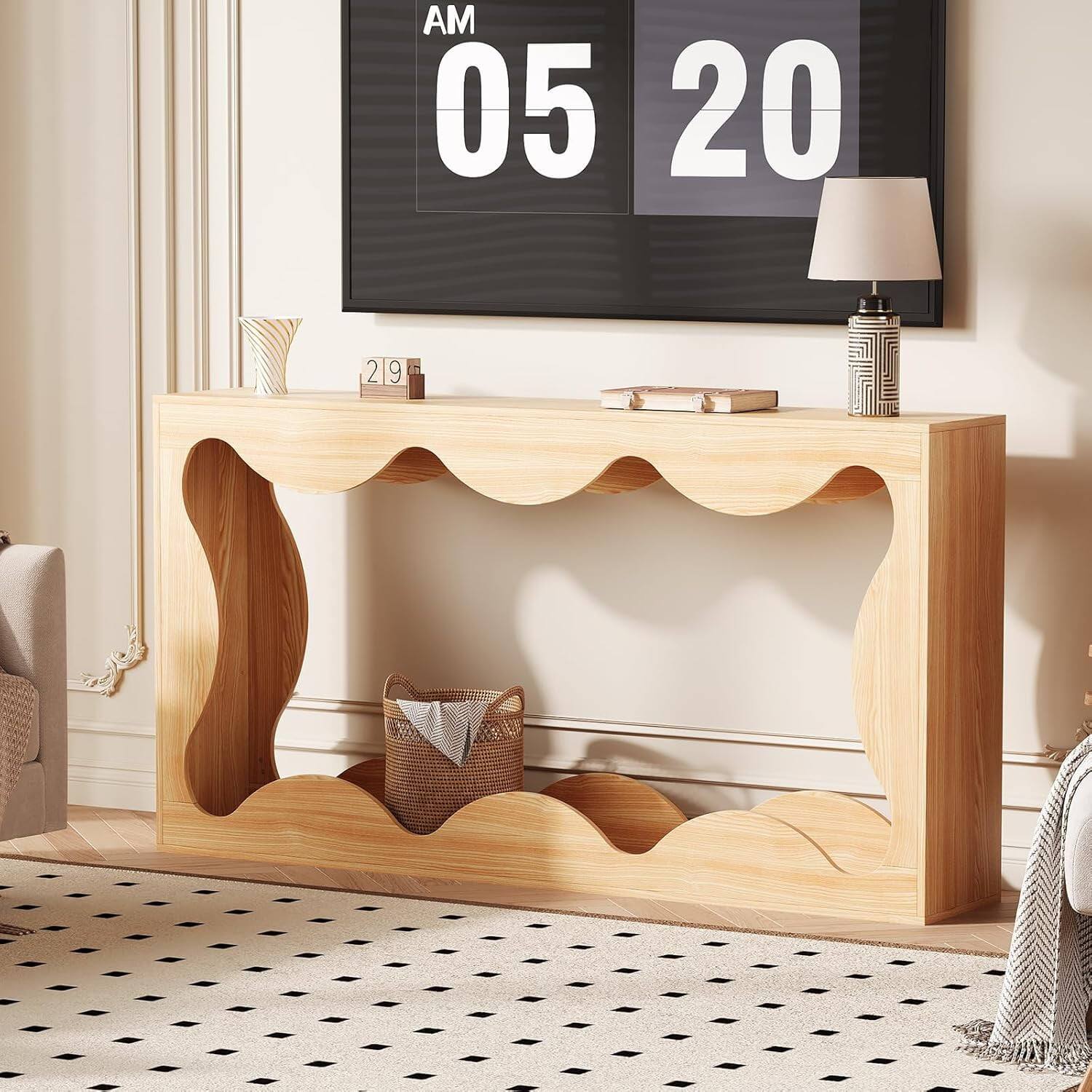 Alt View 1. Electrodes Masters - 63-Inch Narrow Console Table for Entryway - Farmhouse Hallway Table with Storage for Living Room - Wood Color.