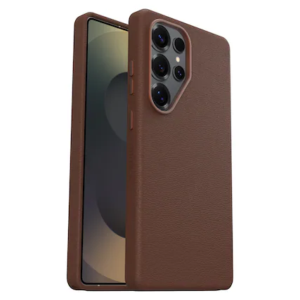 Front. OtterBox - Symmetry Cactus Leather Series Hard Shell for Samsung Galaxy S25 Ultra - Brown.