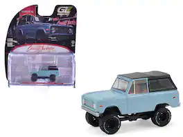 1972 Ford Bronco Custom SUV Light Blue with Black Top "Barrett-Jackson" Series 16 1/64 Diecast Model Cars by Greenlight
